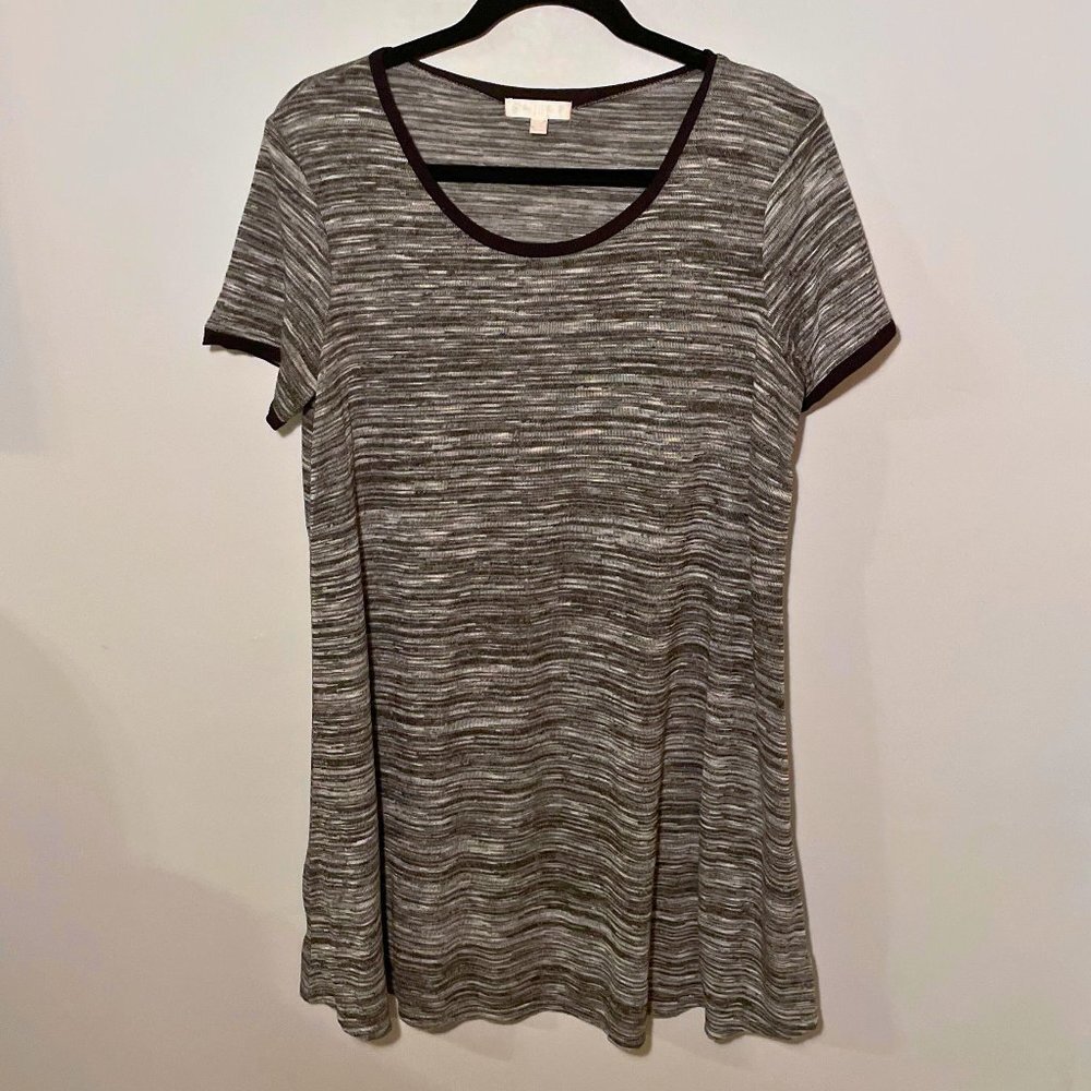 Love, Fire - Black & Grey Marled T-Shirt Dress - Size L